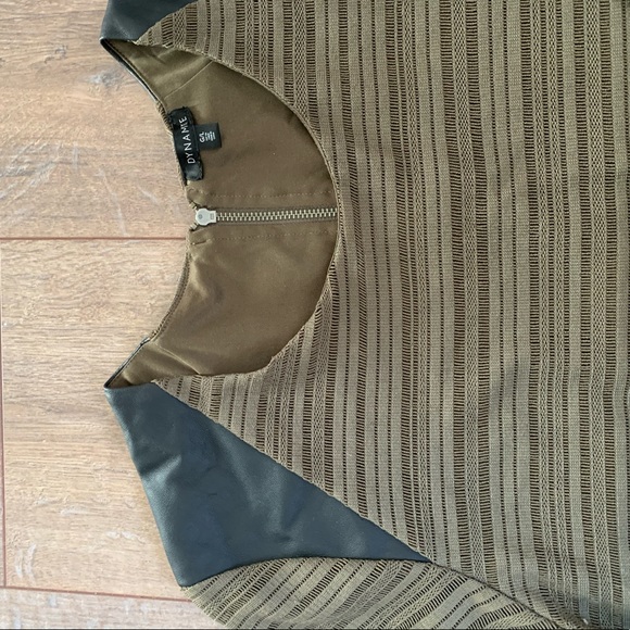 Kaki tunique with faux leather accent - Picture 5 of 7